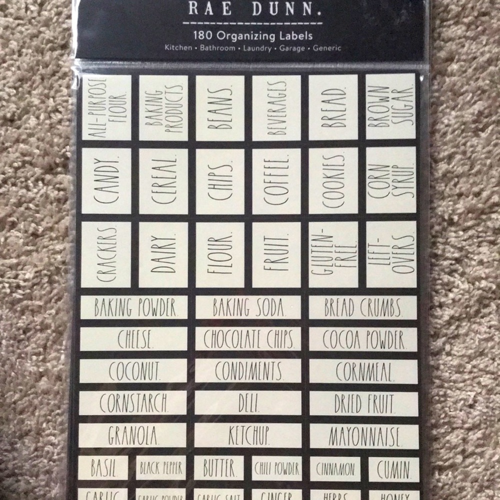 Rae Dunn 180 Organizing Labels